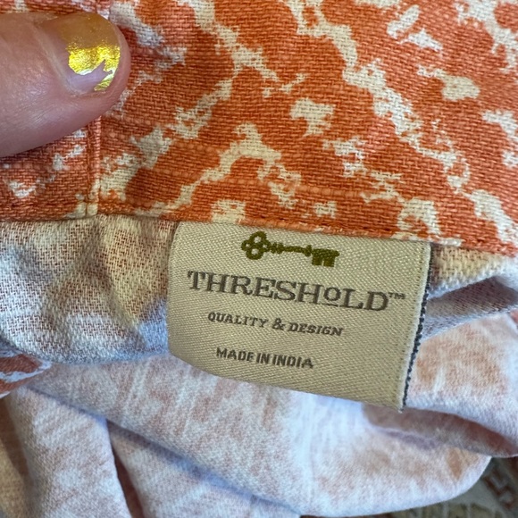 Threshold 2 Curtain Panels Orange Abstract Triangles Mod 52x84 - Picture 6 of 8